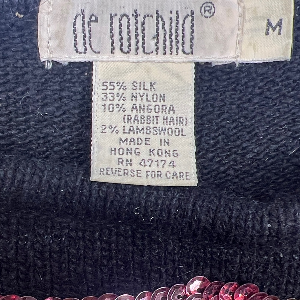 Black Sequin Bow Sweatersize Medium - image 2